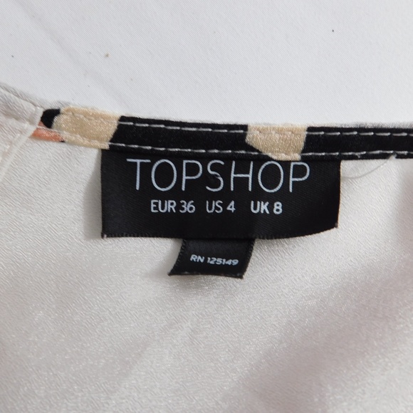 Topshop Geometric Sleeveless Size 4 Top Black Pink Button Back - Picture 8 of 8
